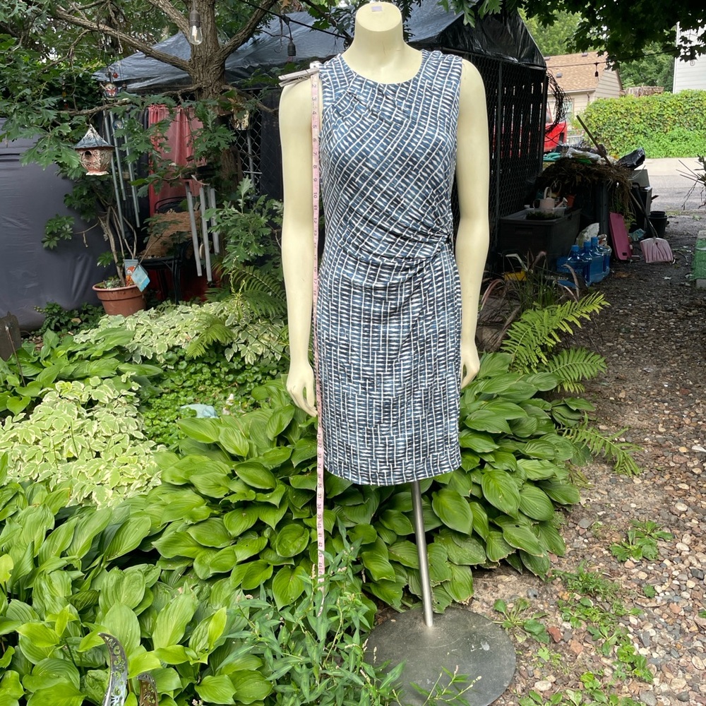 NIC+ZOE Navy and White Patterned Mini Dress
